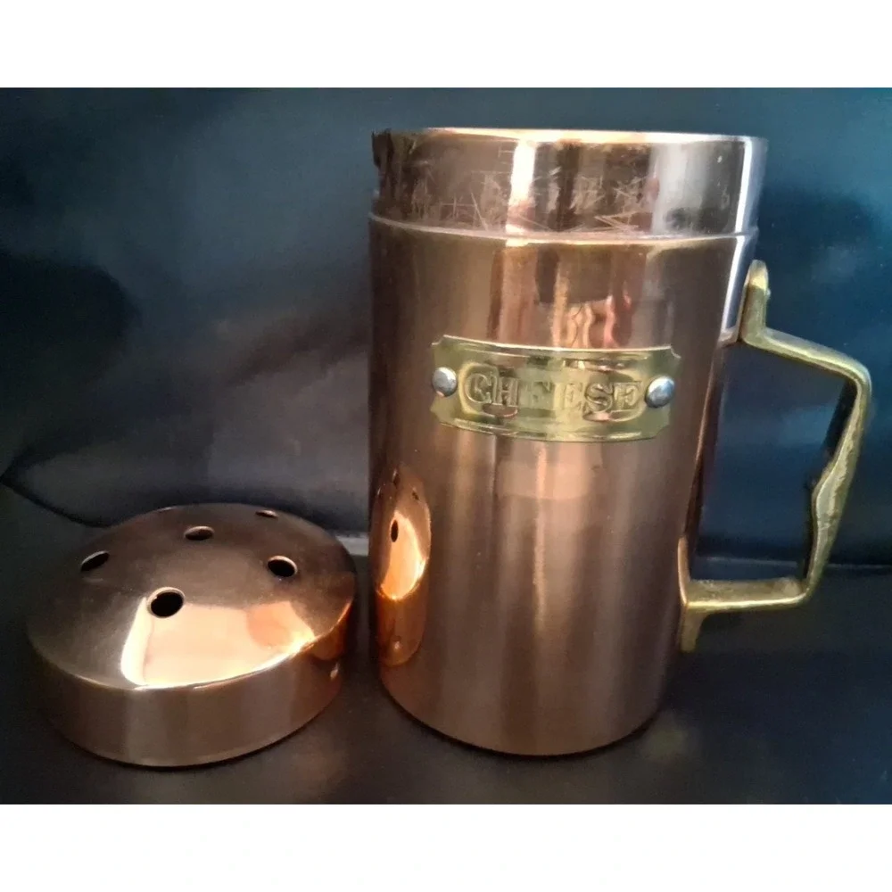 Vintage Solid Copper And Brass Cheese Shaker Himark Ent, NY 6